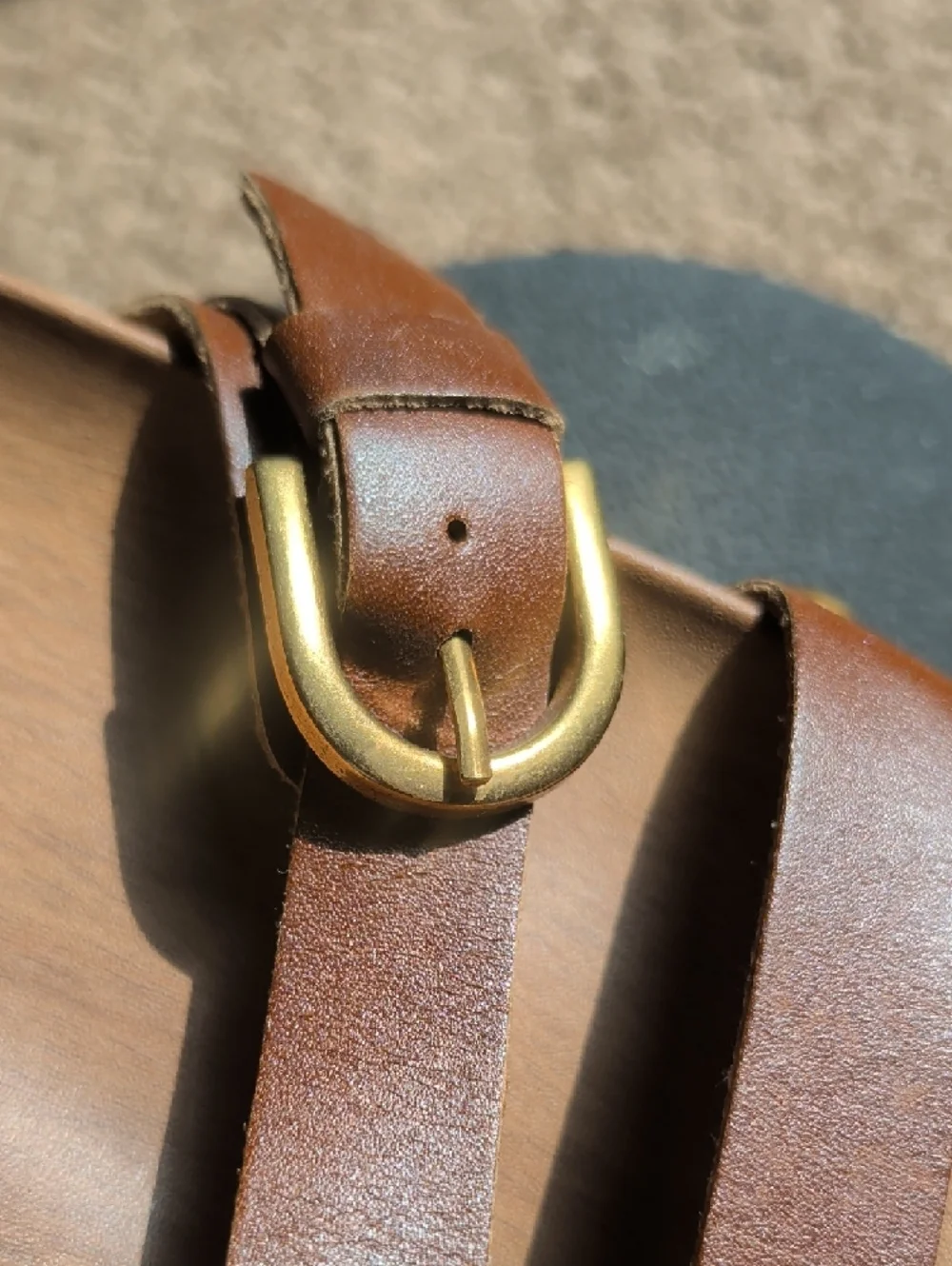 ZARA - Brown Leather Slide Sandals with Brass Buckles - Picture 4 of 5